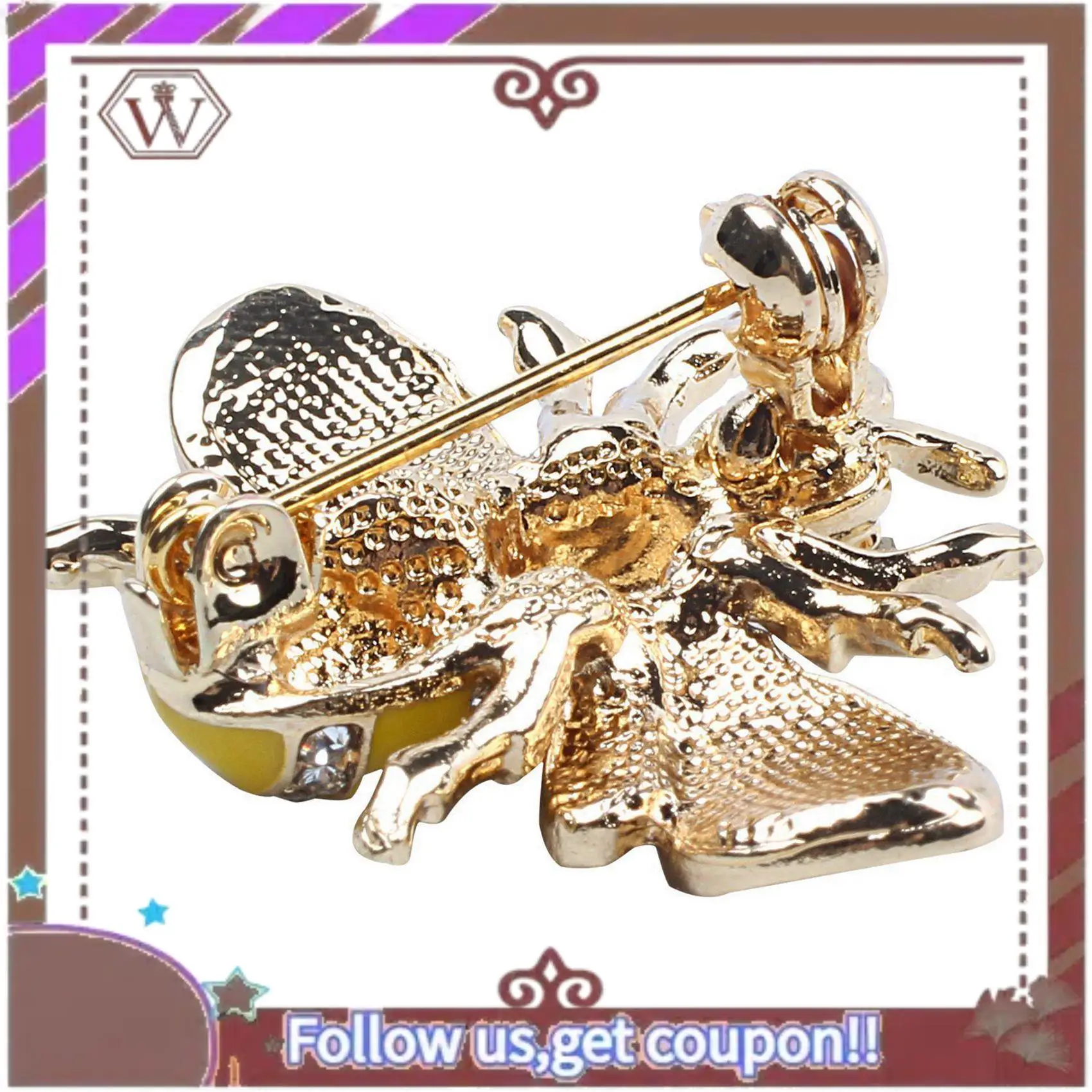 (New)-2X Fashionable Bumble Bee Crystal Brooch Pin Costume Badge Party Jewelry Gift Fashion Bee