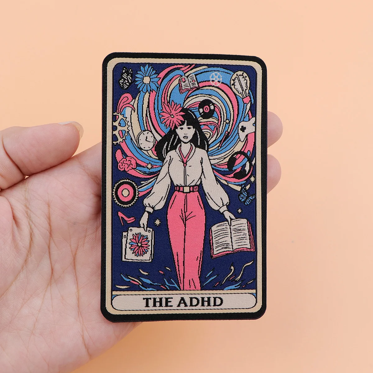 الهيكل العظمي بطاقة التارو المطرزة بقع الخشخاش التصحيح للملابس بقع لاصقة حرارية على حقائب الظهر DIY السترات ملصقات