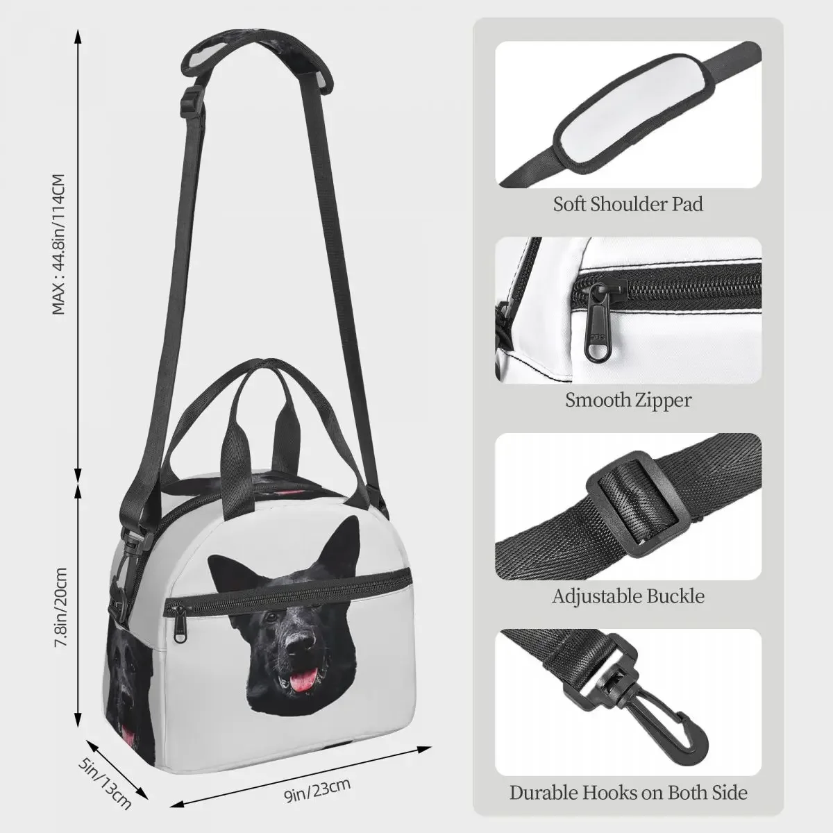 Black German Shepherd Dog Stunning Insulated Lunch Bag for Women Children Leakproof Food Boxes Thermal Lunch Box Tote