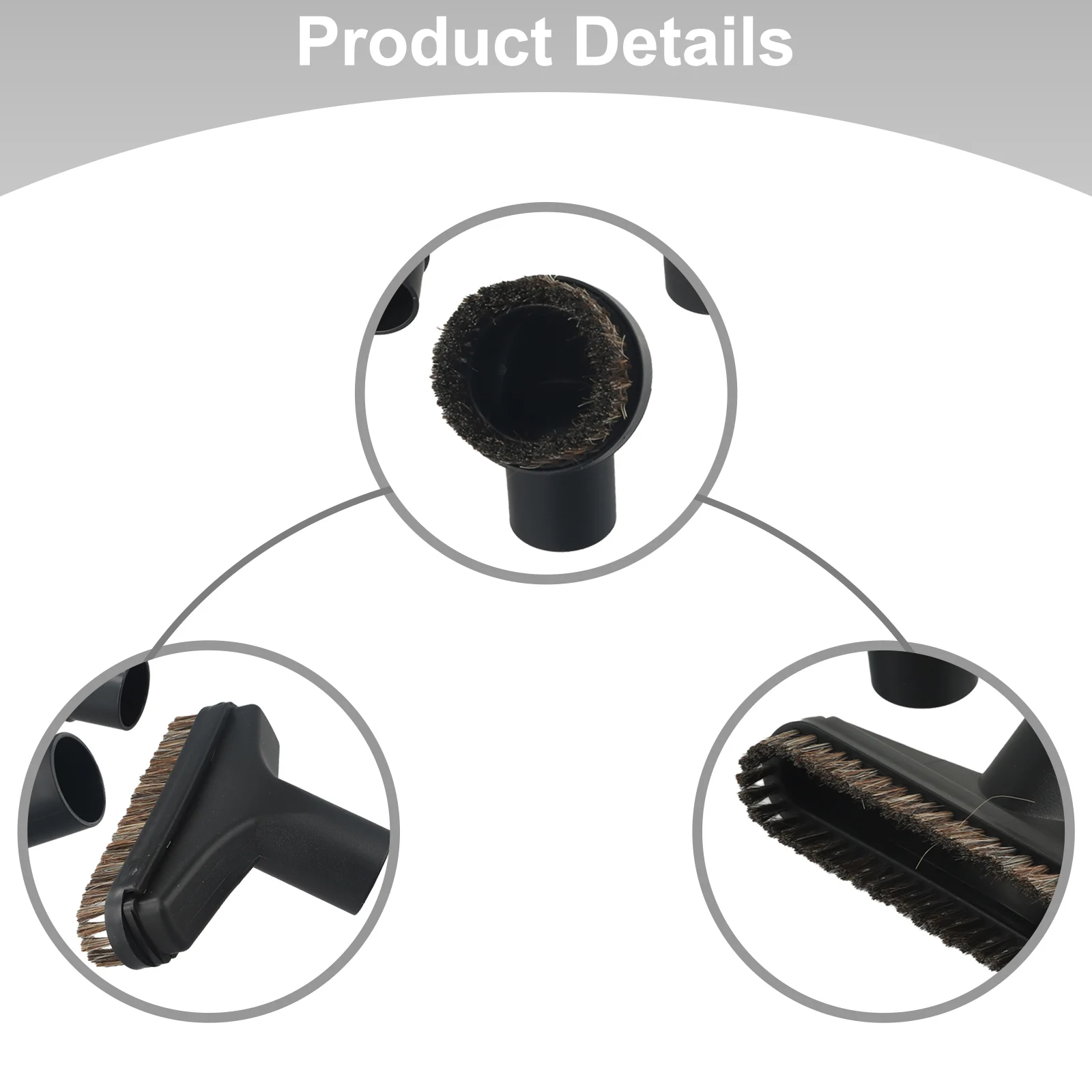

Home Nozzle Vacuum Cleaner Dust Long Brush Bristles Suction Attachment 32mm Adapter Kit Accessories Cleaning Round