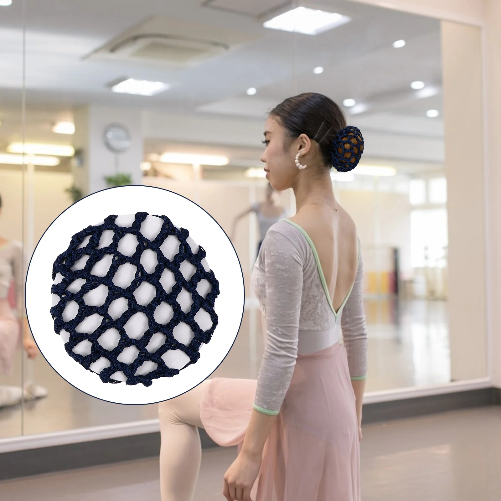 

8pcs Hair Net Net Elastic Mesh Bun Snood Blue Hairnet Child Ladies Elastic Hairnet Ballet Accessories Reusable Hair Tool