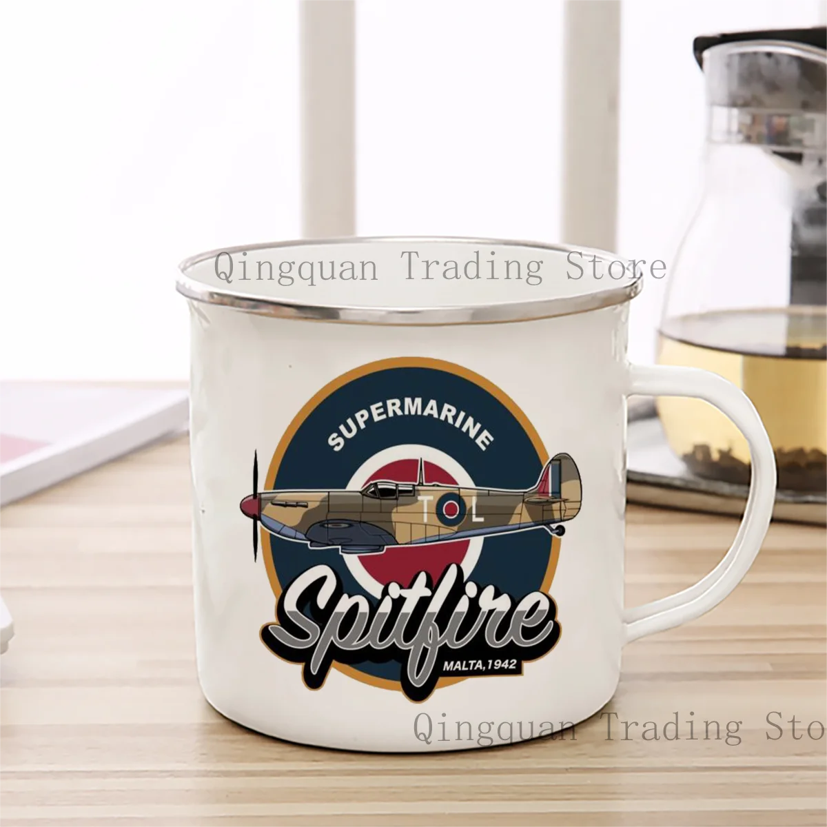 Supermarine Spitfire Malta  Enamelled cup Coffee Mug 11oz Ceramic Coffee Tea Cocoa Cup Handle Tea Drink Cup