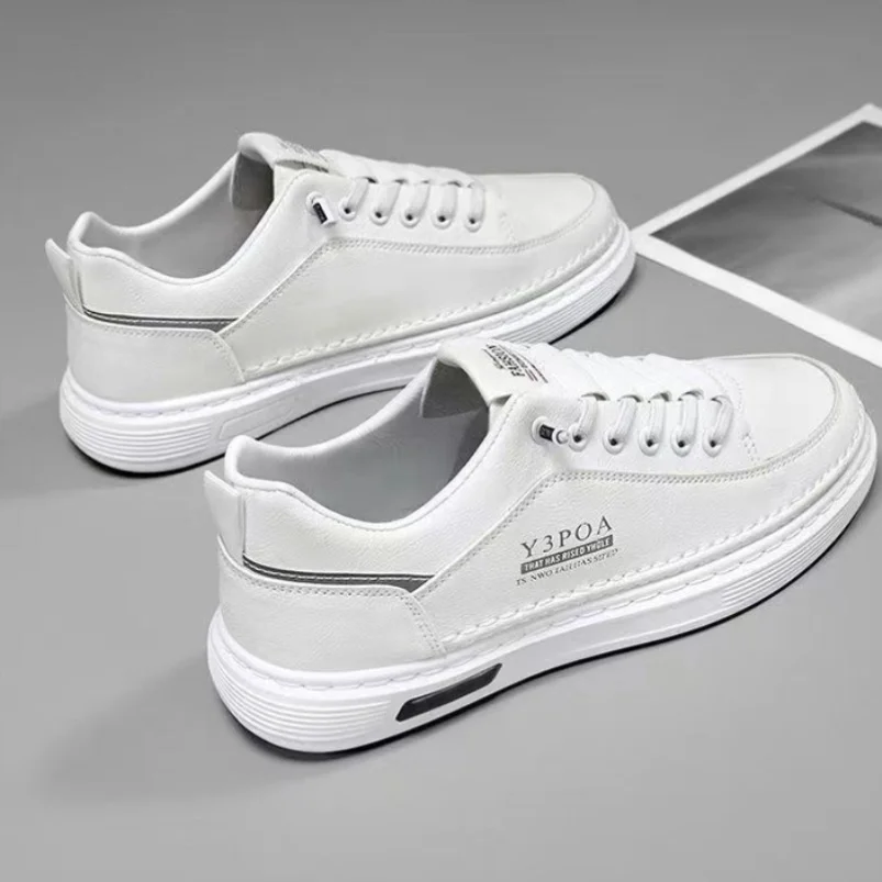 

Men's Spring Casual Slip-On Work Shoes Waterproof Non-Slip Soft Bottom Leisure White Flat Shoes Fashionable Rubber Sole