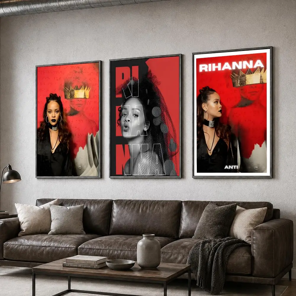 Music Rihanna Pop R&B Poster  PP Self Adhesive Home Garage Dorm Bar Wall Decor Aesthetic Retro Gift