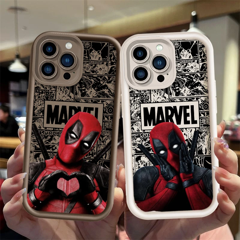 Marvel Funny Comic Deadpool For Apple iPhone 15 14 13 12 11 XS XR X Pro Max Plus Pro Shockproof Soft Eye Ladder Phone Case