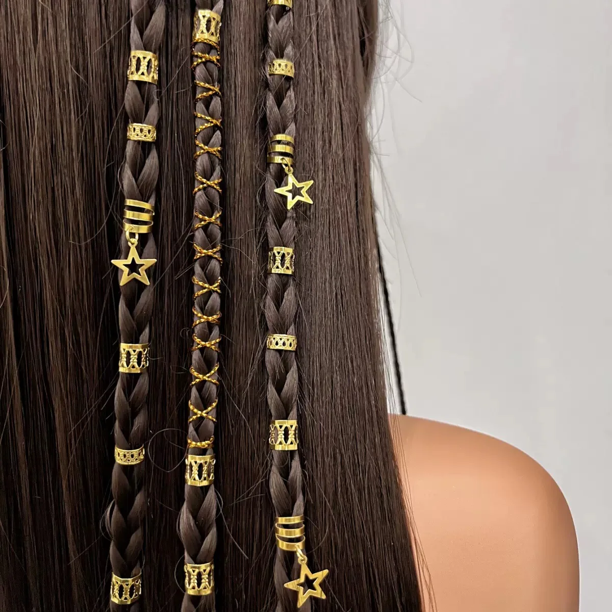 

36 pieces of braid accessories, star pendants, winding ropes, hair rings and hair ornaments