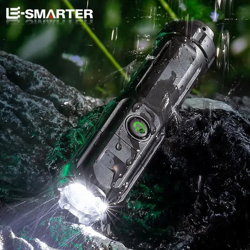 High Power LED Telescopic Zoom Flashlights USB Rechargeable Torch Built-in 18650 Waterproof Fishing HuntingTactical Flashlight