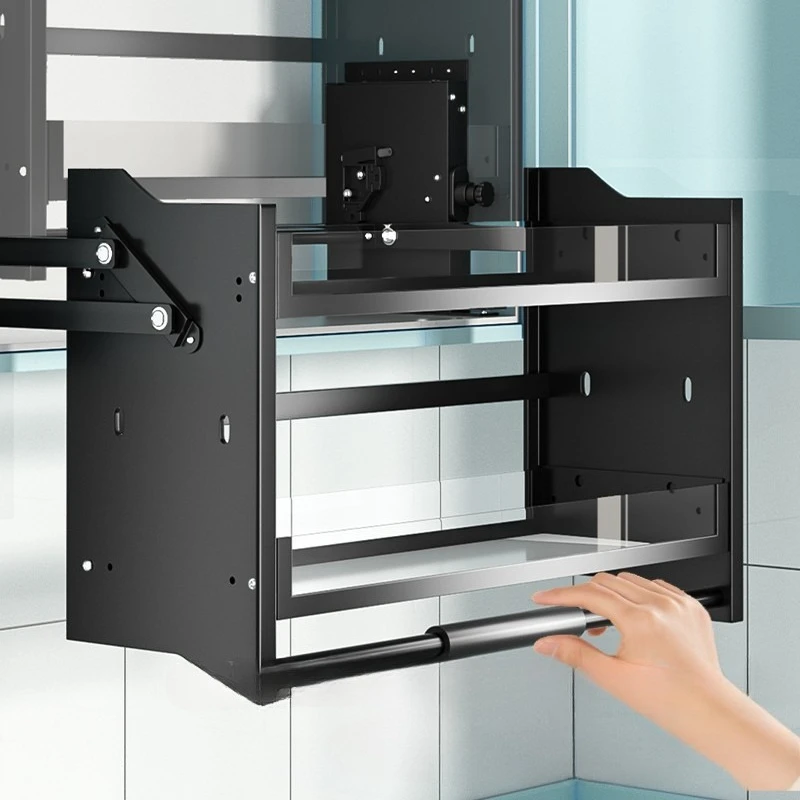 Kitchen cabinet storage Double-layer dish basket Damping buffer Up and down, hanging cabinet glass elevator