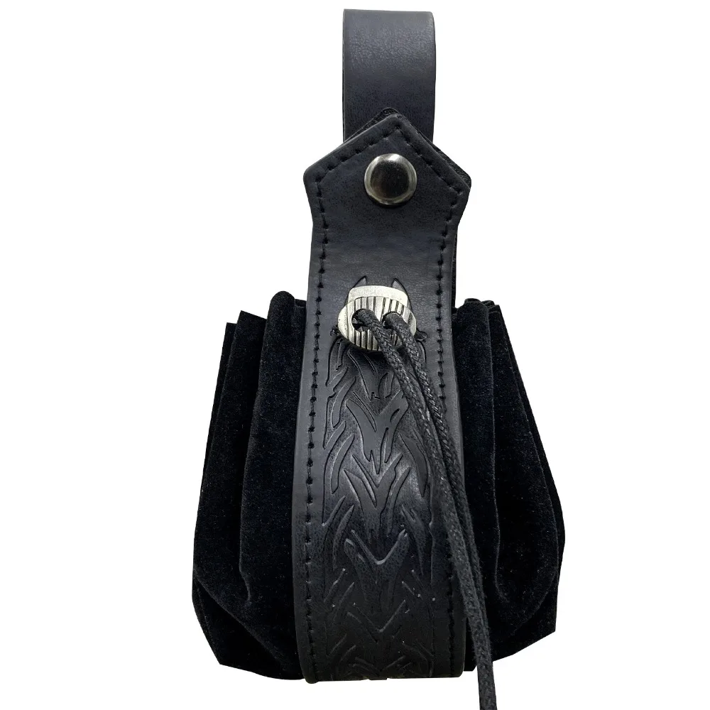 Faux Leather Medieval Belt Bag PU Vintage Nordic Portable Coin Purse Drawstring Exquisite Workmanship Drawstring Pouch