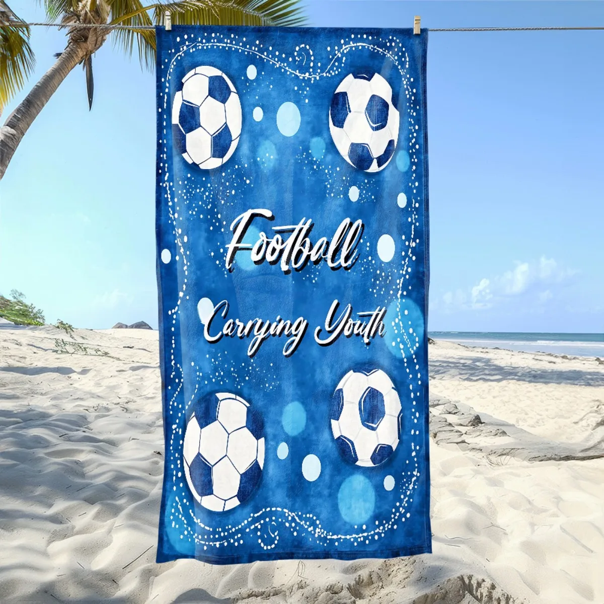 Custom Football Beach Towel Personalized Soccer Towel 160x80cm Microfiber Bath Towels All Season Soft Absorbent Blanket