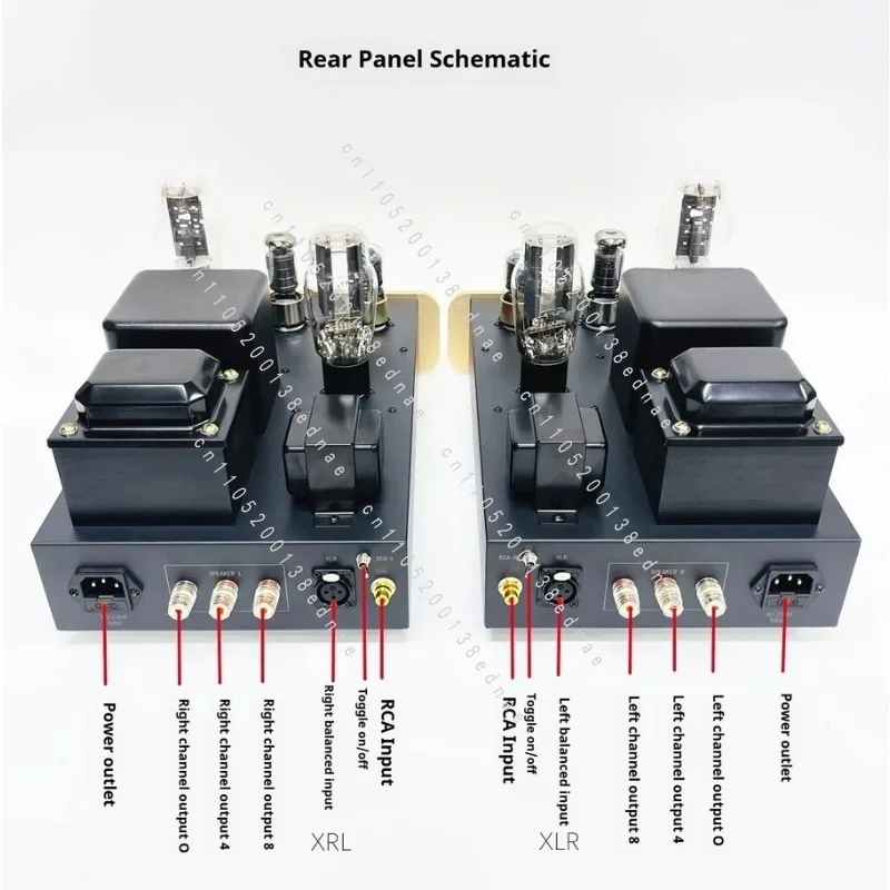 8 Tube Split Stereo 300B Tube Amp Kit, HIFI Single-ended Class A Vacuum Tube Power Amplifier RCA XLR Input Amp