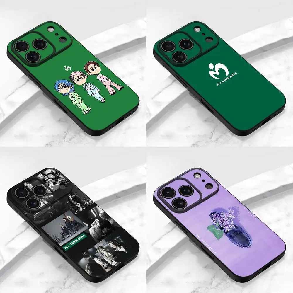 حافظة هاتف MGA M-Mrs GREEN APPLE Lilac لهاتف iPhone 17,16,15,14,13,12,11,Pro,Max,Plus,E,Air,غطاء أسود واقٍ صغير