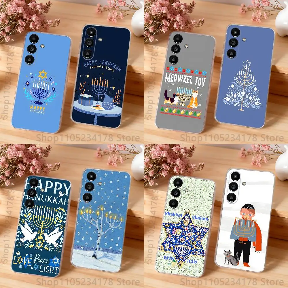 Happy Hanukkah Israel Shockproof Clear Case For Samsung Galaxy S30,S25,S24,S23,S20,S21,S22,S10,5G,FE,lite,PIus Cover