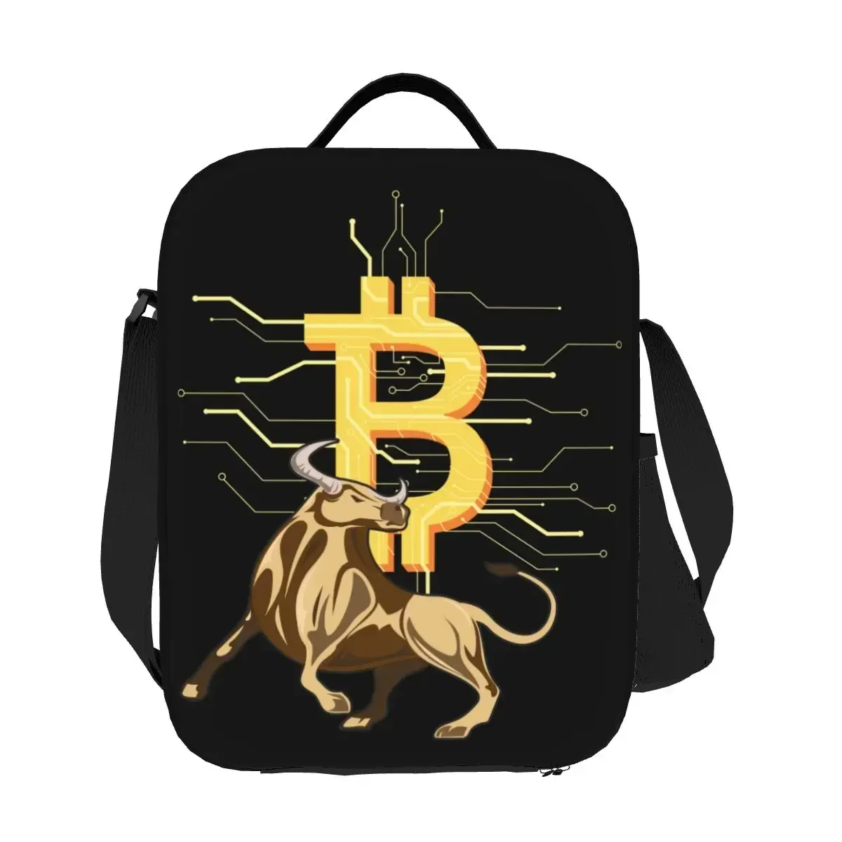 Bitcoin Bull borse per il pranzo con isolamento termico BTC Crypto Currency Tote portatile per la conservazione dei viaggi della scuola di lavoro Bento Food Box