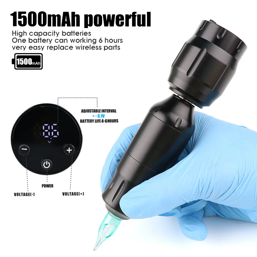 Professional Tattoo Machine With  Display Rechargeable Tattoo Battery Power Supply Mini Short Rotary Tattoo Pen  Body Art