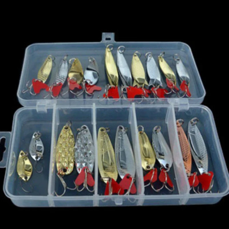 20 Pcs Lua Sequins Set Lua Bait Set Grey Golden Horse Mouth Warbler Long Casting Sequins Hard Lures Smooth Fishing Kit  Lures