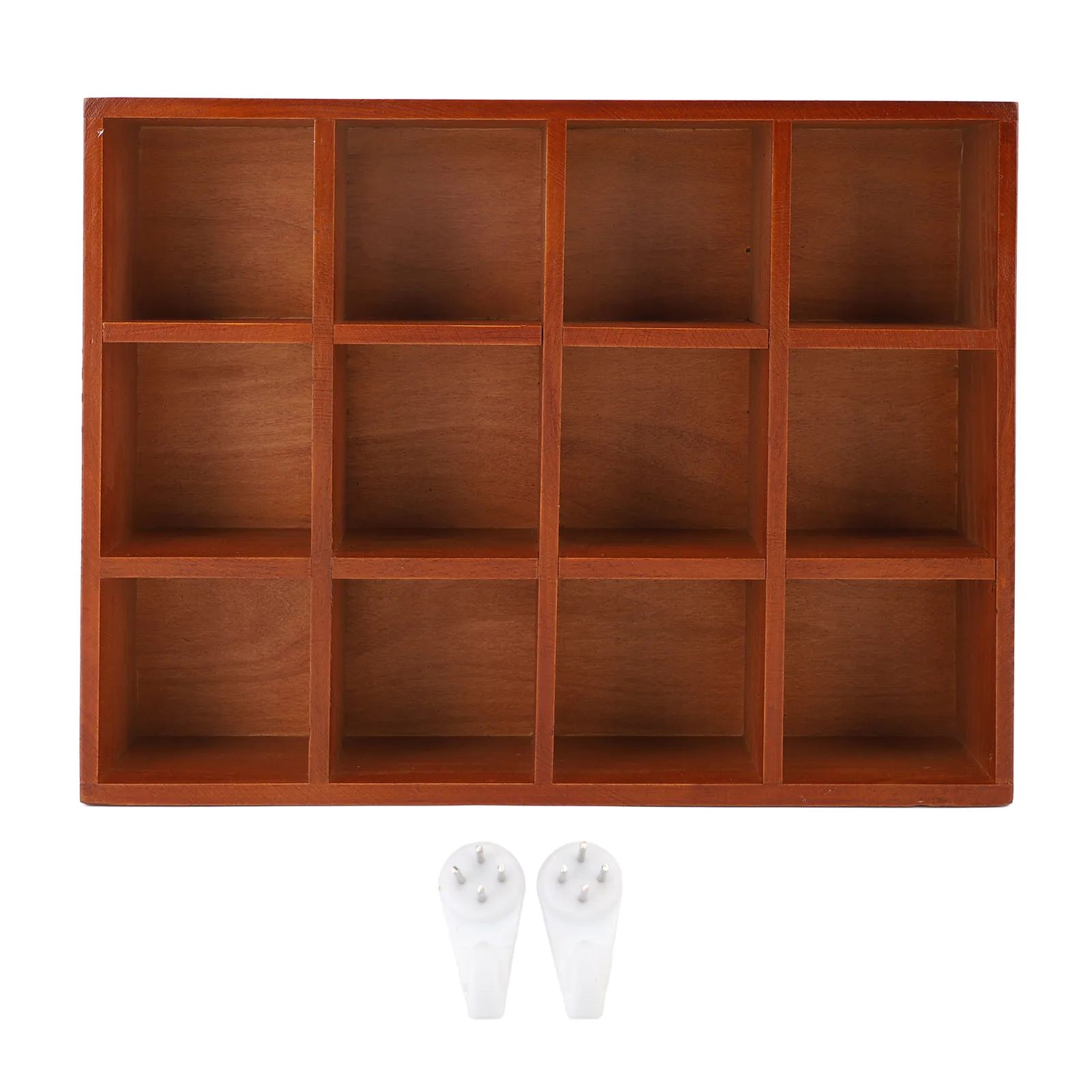 

Wooden Tabletop Storage Stationery Holder Multiple Compartments Wood Desktop Organizer With 2 Hooks Office Accessory Supplies