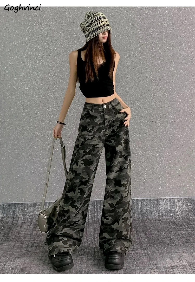 

Женские джинсы-клеш с высокой талией, камуфляжные, с вышивкой, рваные, в стиле пэчворк, плиссированные, прямые, зауженные, модные