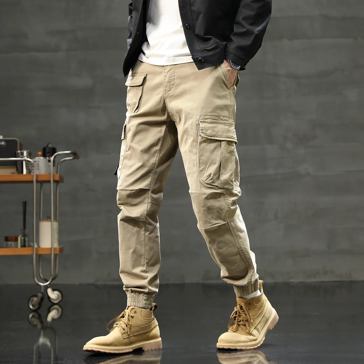 

Retro Pockets Cargo Pants Men Casual Loose Baggy Trousers Streetwear Cotton Tactical Joggers Clothing