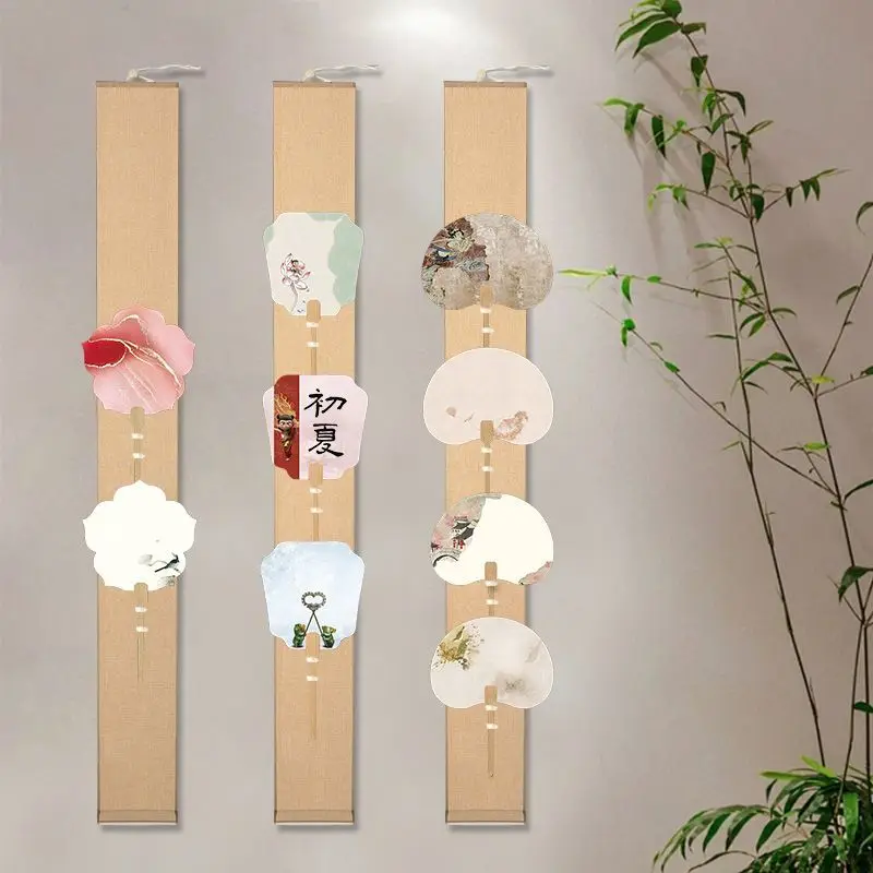 Hanging Scroll Rack Stand Holder for Fan Display Exhibition Calligraphy Wall Mount Art Craft Living Room Hanging Fan Decoration