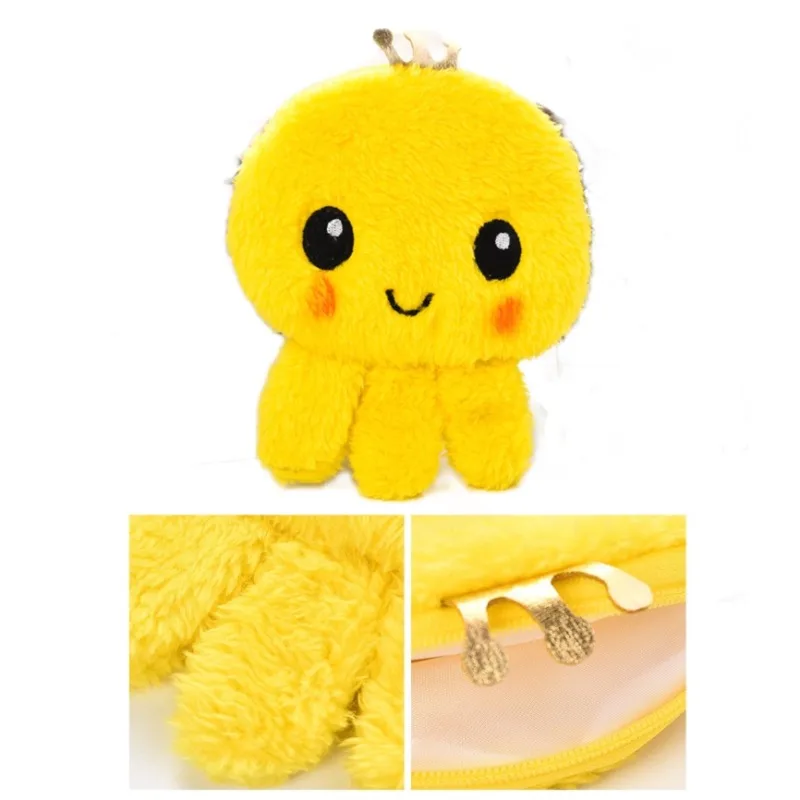 12cm morbido peluche cartone animato polpo donne portamonete divertente creativo peluche animale zaino ciondolo carino carta cavo USB portachiavi portafoglio