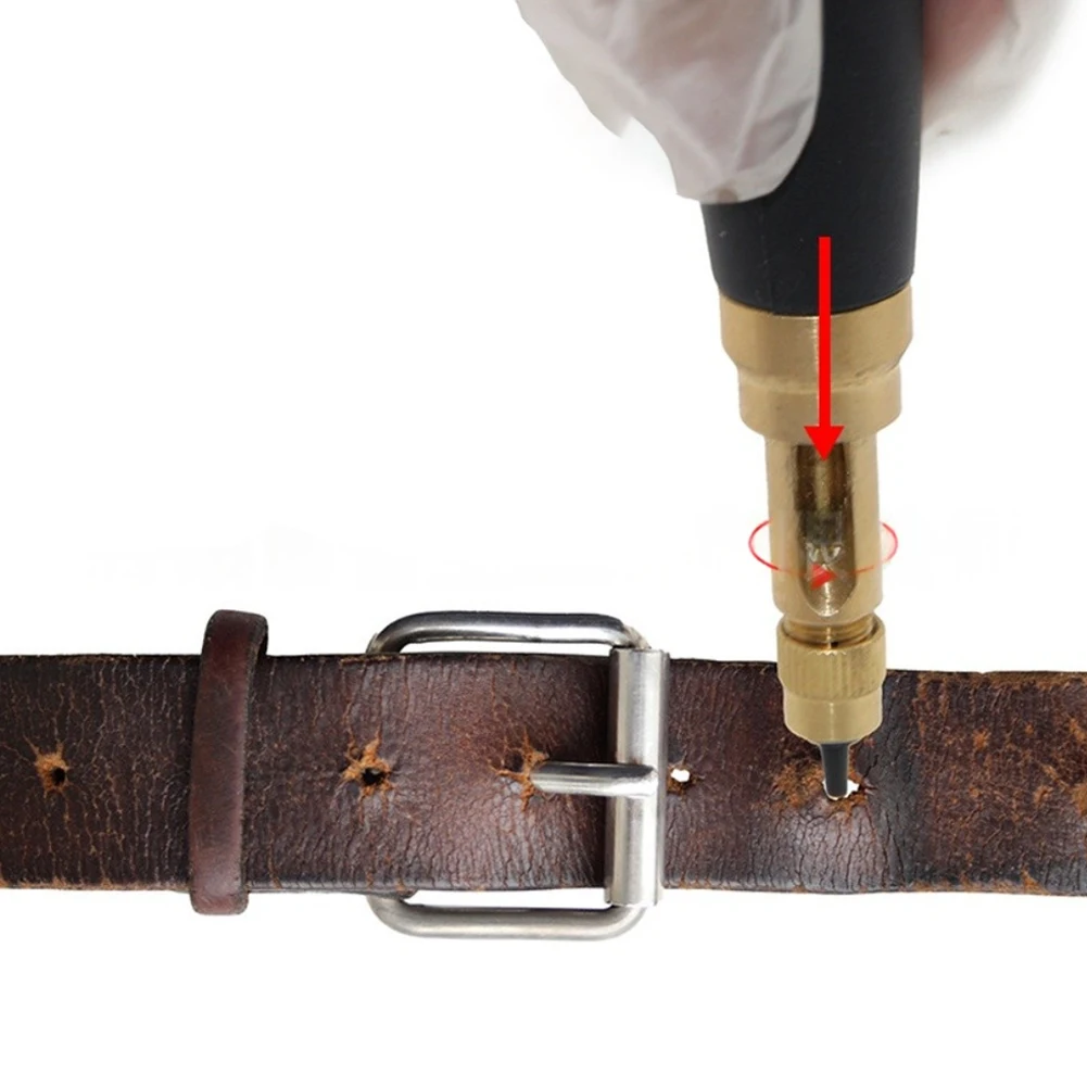 Perfurador de vários tamanhos com 7 pontas de 0,0 mm a 4 mm para artesanato em couro e perfuração de cinto de metal com remoção eficiente de viros