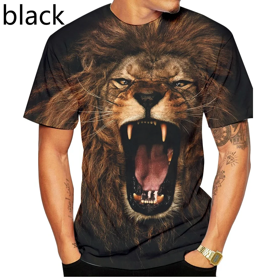 

2022 Summer Fashion 3D Printing Lion T-shirt Men Women Casual Short Sleeves Tops Breathable Soft and Comfortable T-shirt