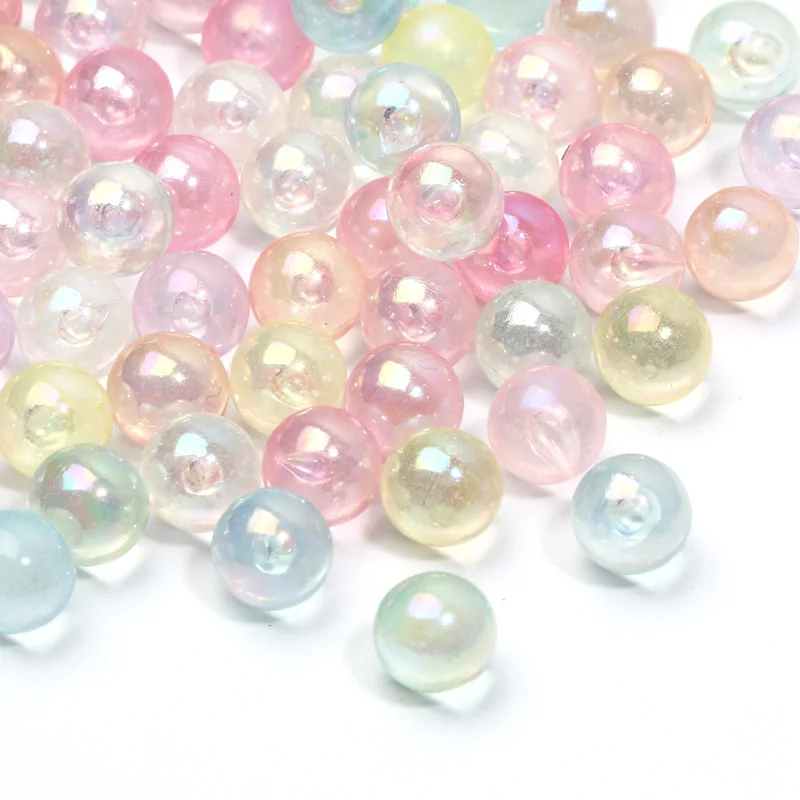 8mm 50pcs No Hole Transparent ABS Round Beads Loose Spacer Acrylic Beads for Jewelry Making DIY Bracelet Keychain Accessories