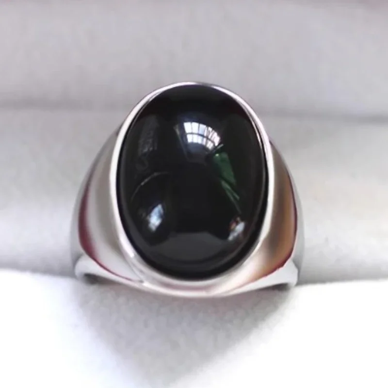 Non-fading Men\'s Stainless Steel Gray Cat Eye Stone Ring Vintage Jewelry Anniversary Gift Female Male Finger Rings High Quality