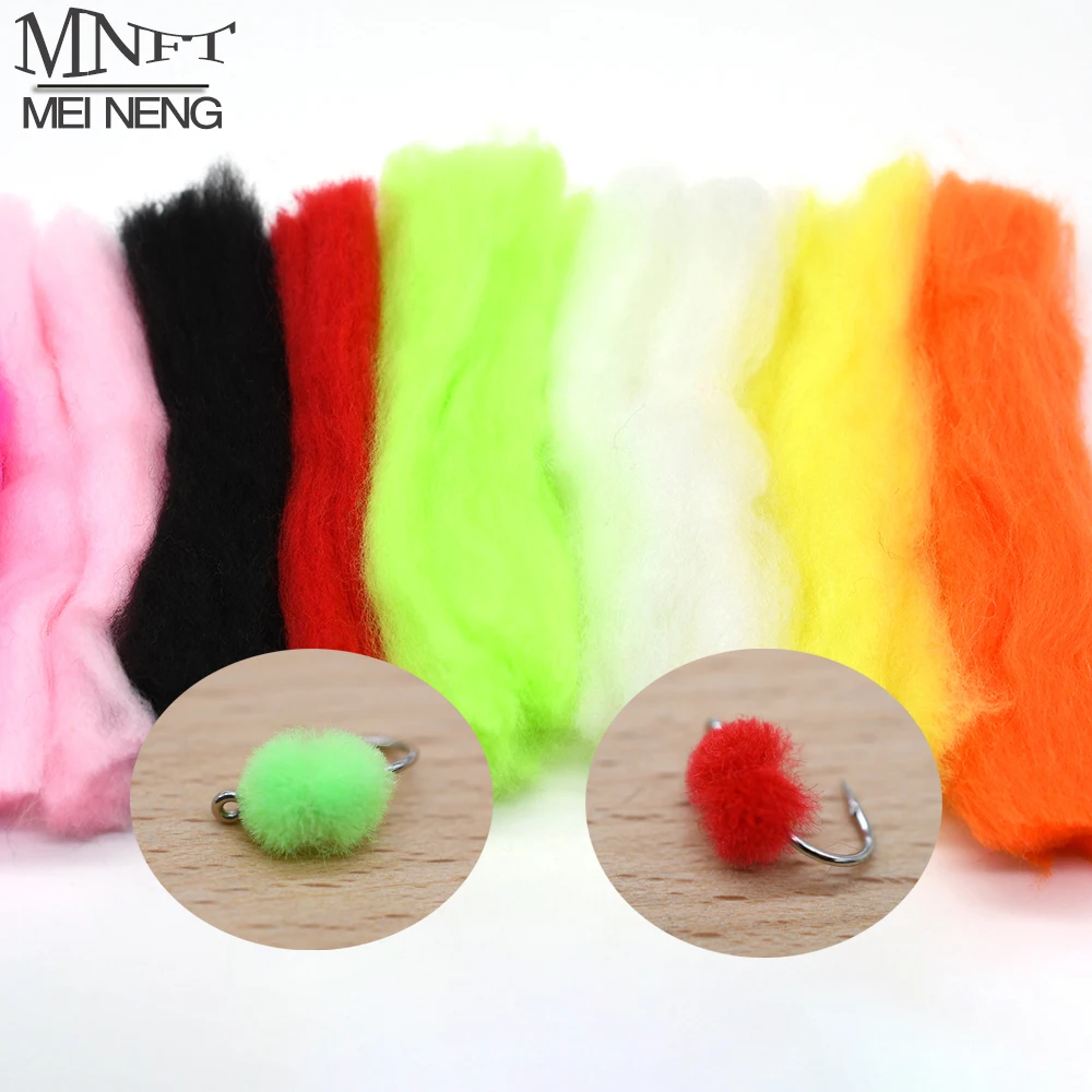 MNFT 8Packs Soft Colorful Egg Yarn Glow Bug Yarns Fiber Baitfish Lure Parachute Fly Tying Material Streamer Flies