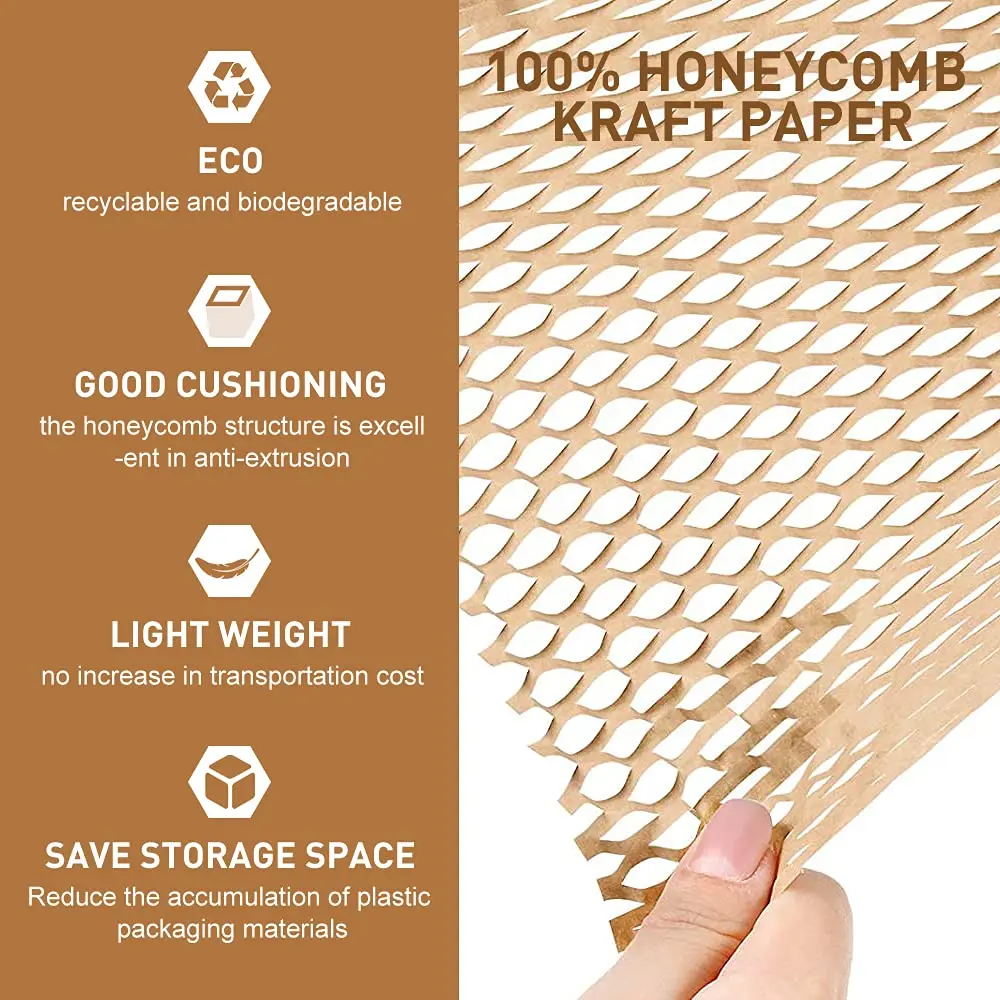 Honeycomb Folding Wrapping Material Brown 30cm Biodegradable Diy Decorative Gift  Improve Packing Efficiency Cushioning Paper