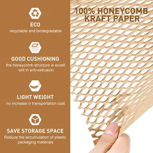 Brown Honeycomb Folding material de embrulho, biodegradável, adequado para DIY presente decorativo, melhorar a eficiência da embalagem, 30cm 8 principais vendas papel pra envolver - №5