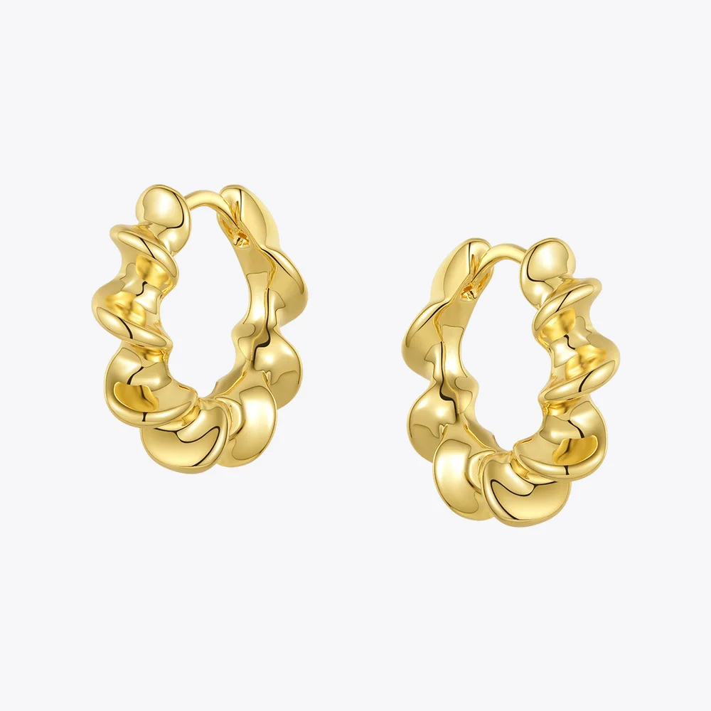 ENFASHION Sun Flower Hoop Earrings For Women Gold Color Curved Sculptural Hoops Earings Fashion Jewelry Gifts Kolczyki E201198