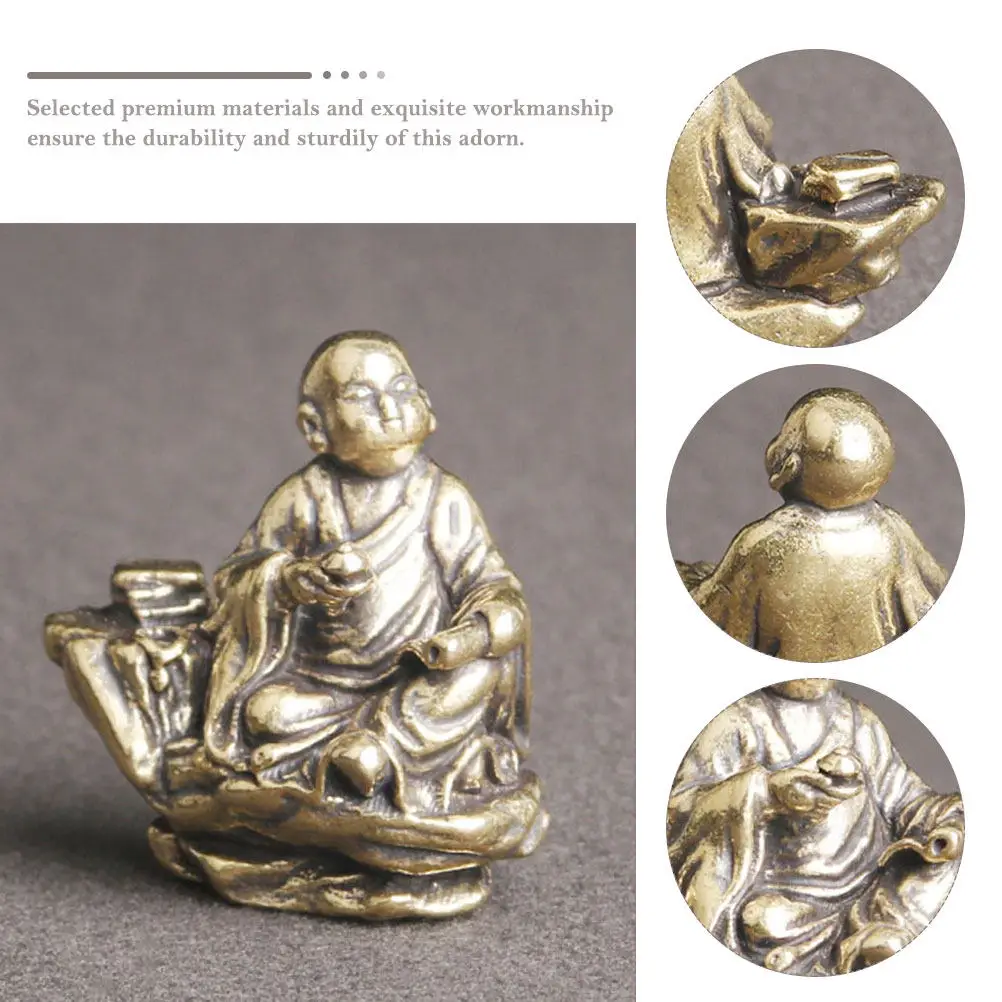 Exquisite Brass Buddha Statue for Desktop Decoration Home Office Buddhist Adornment Zen Theme Religious Ornament Temple Souvenir - view 5