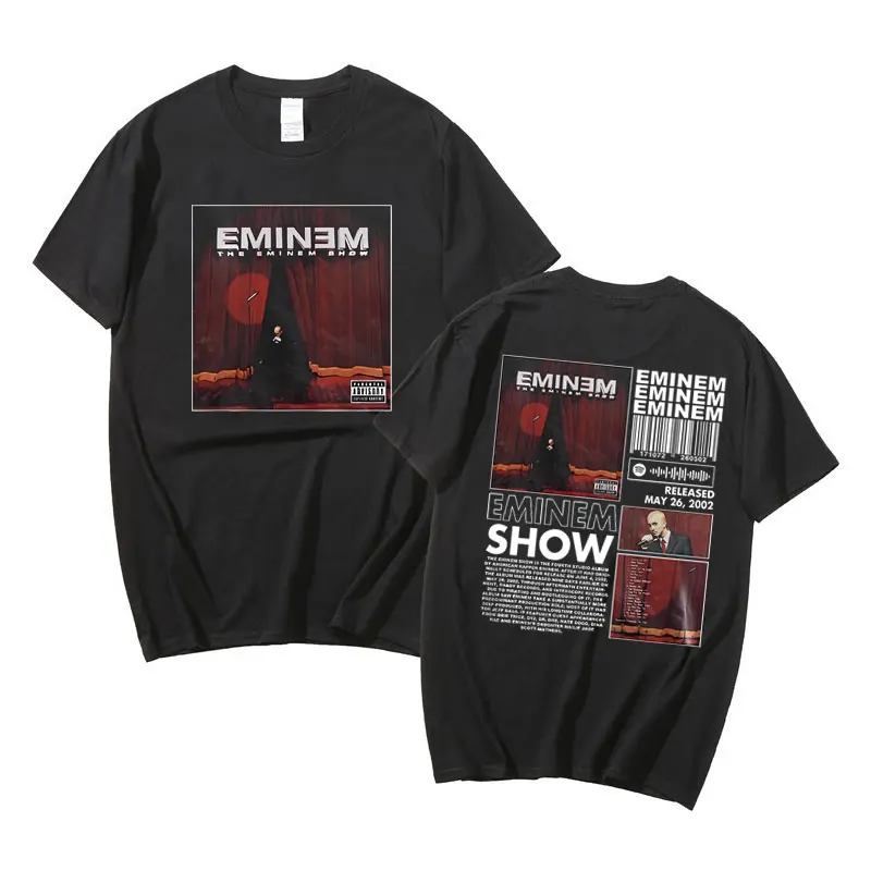 Rapper The Eminem Show Album Double Sided Print T Shirt Men Hip Hop Oversized T-shirts Male Vintage Style Streetwear Tees Summer