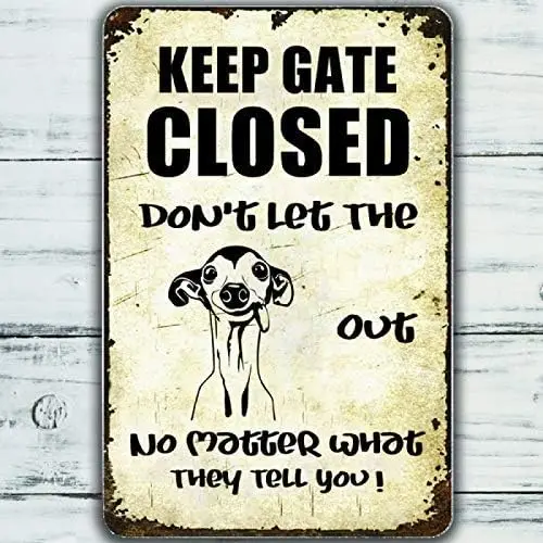 Vintage Tin Sign Keep Gate Closed Don't Let The Dog Out Metal Wall Panel Retro Art Decoration for Home Club Cabin Garage Sto