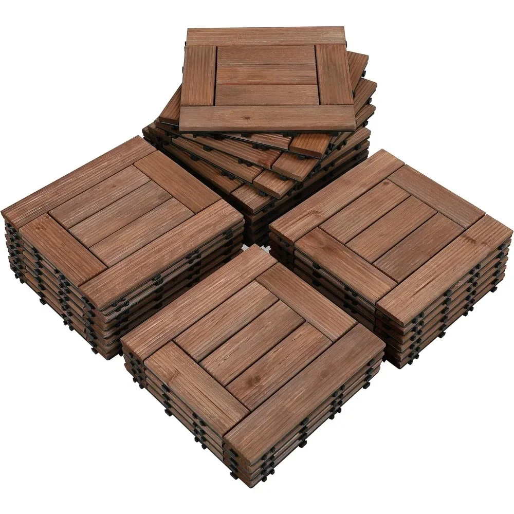 

27PCS Wooden Flooring Patio Deck Tiles Interlocking Tiles Patio Solid Wood and Plastic Indoor&Outdoor 12 x 12in
