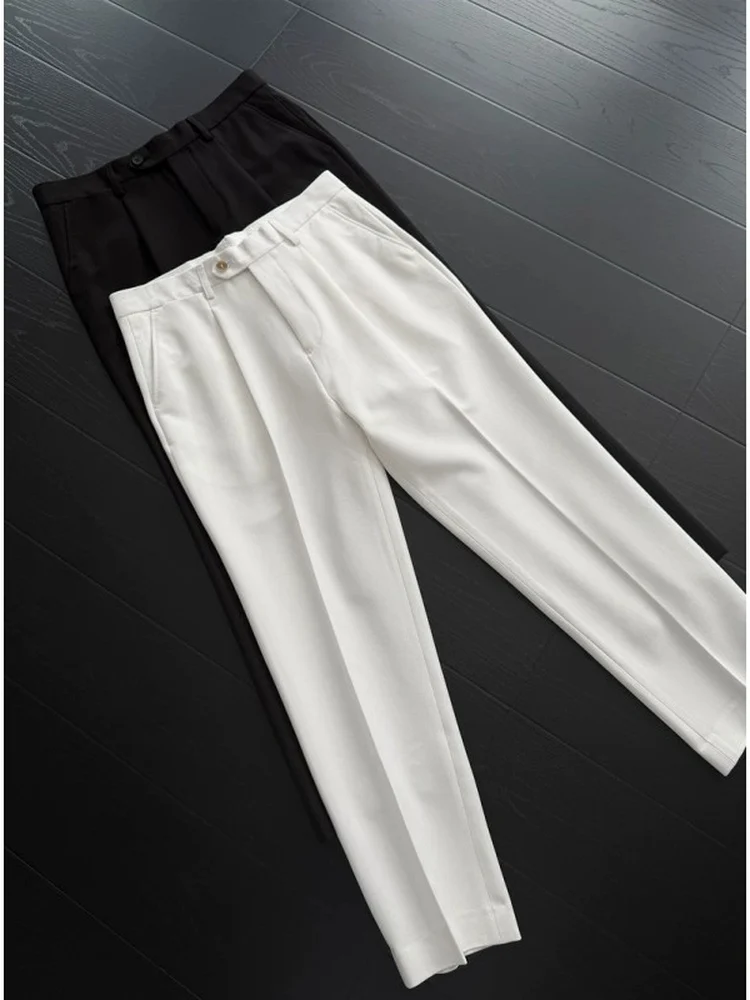 

High Quality Men's Slim Fit Straight Leg Suit Casual Pants Spring 2026 Trendy Classic Style Comfortable Lightweight Trousers