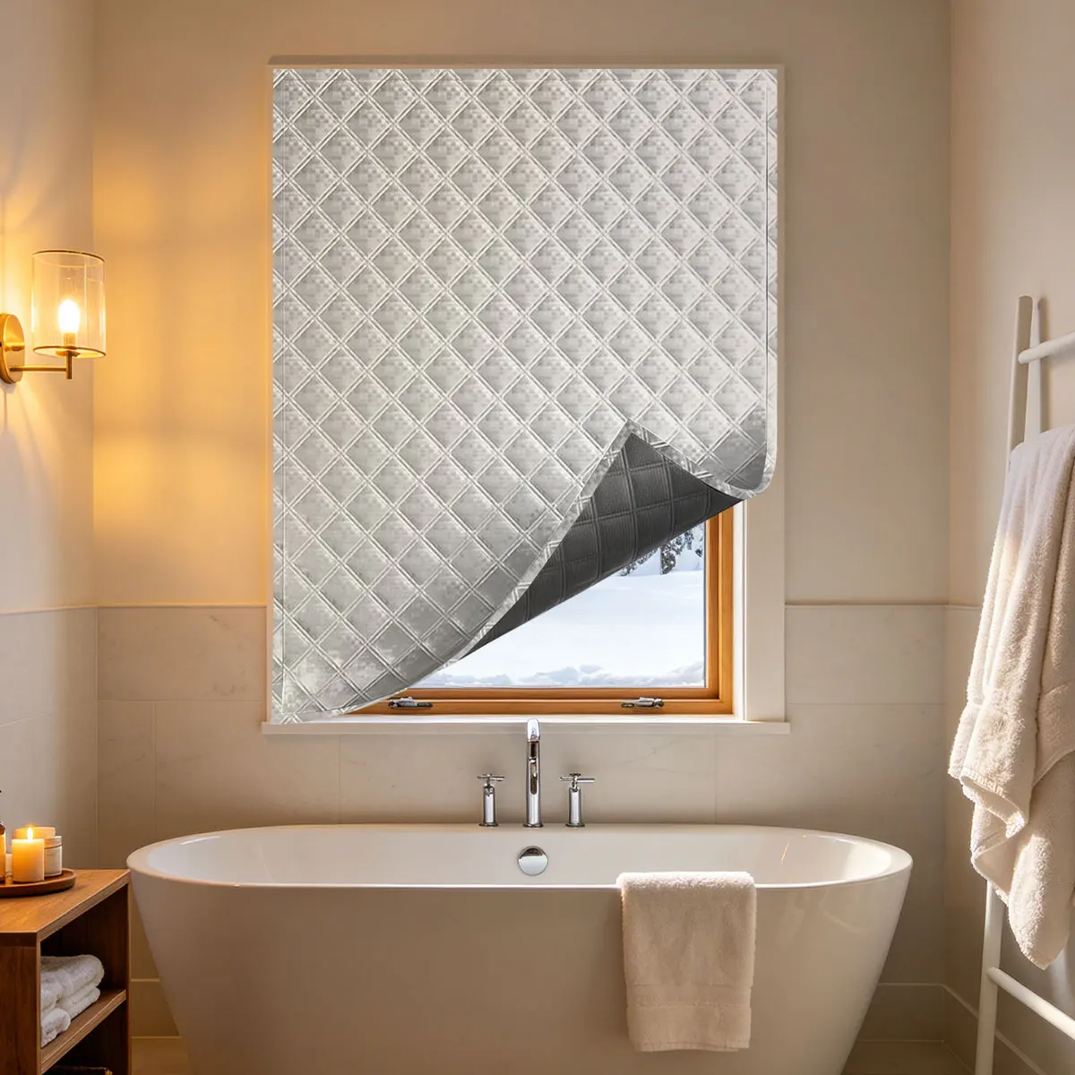 3-Layer Quilted Thermal Curtains, Anti-Cold Draft Window Cover for Home Bedroom