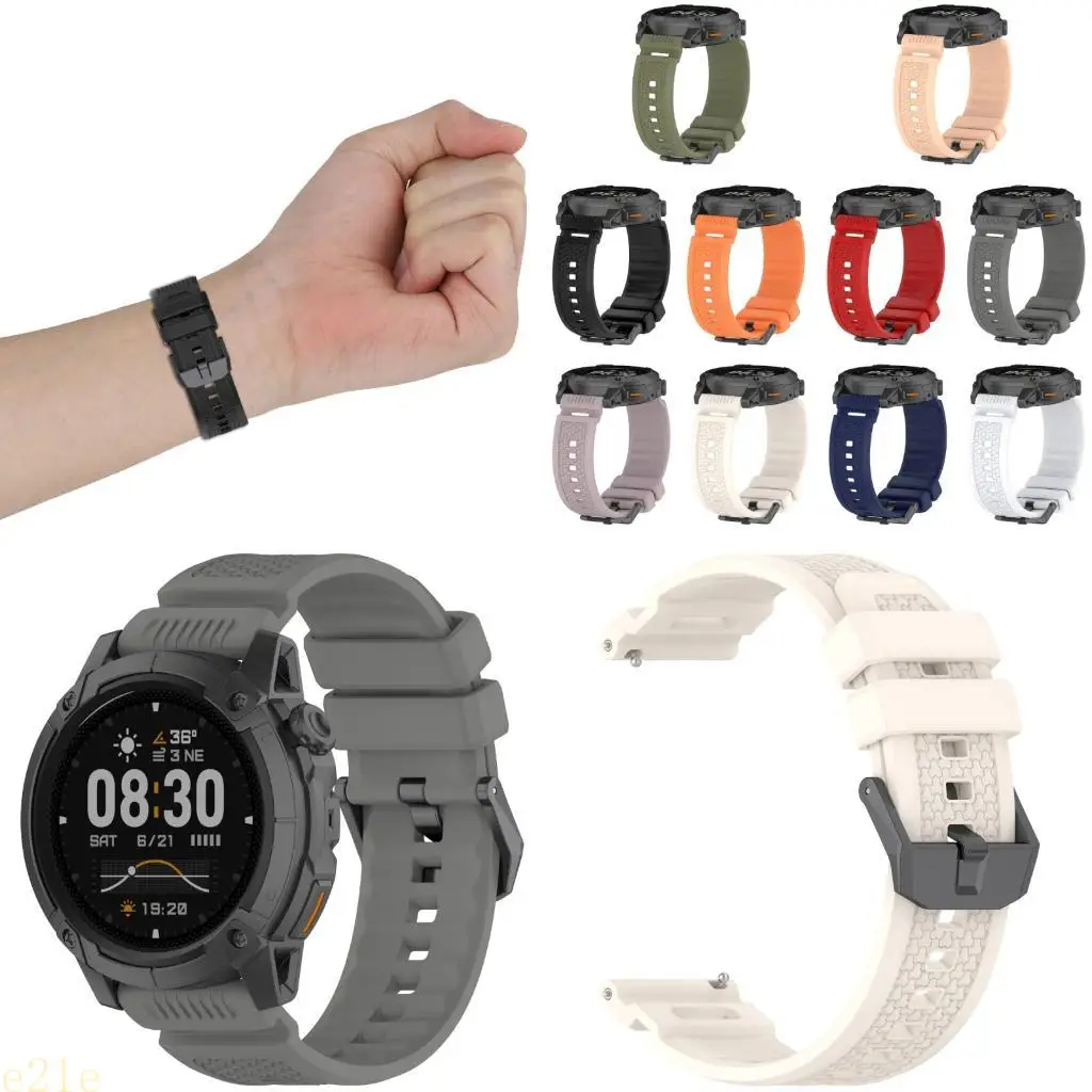 

E21E Strong Lightweight Silicone Replacement Band 24mm Smooth Fit Adjustable Smartwatch Straps Suitable for NOMAD