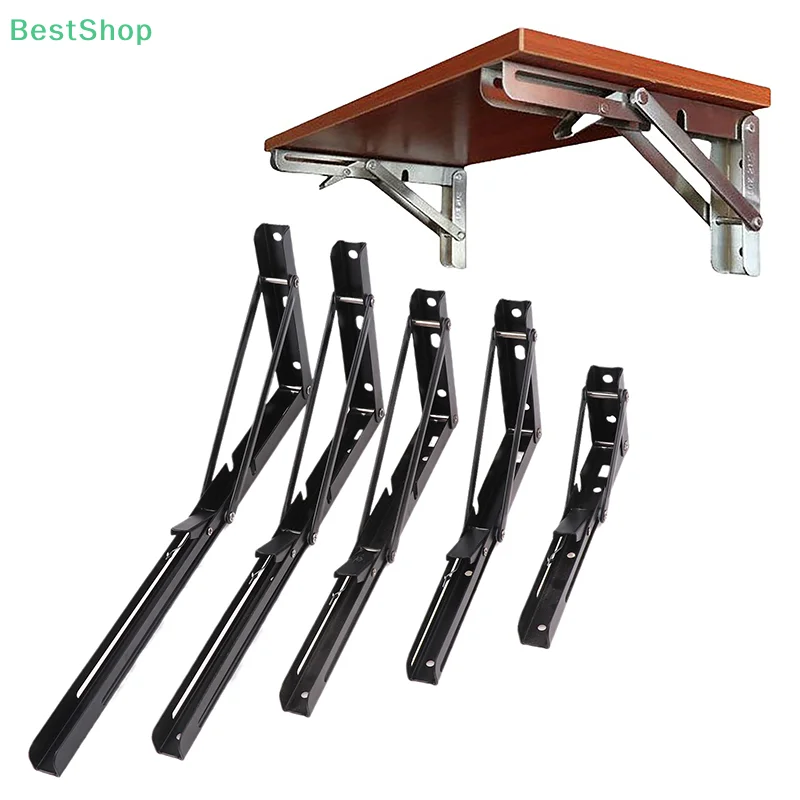 1/2Pcs Cold Rolled Steel Collapsible Shelf Heavy Duty Triangle Folding Angle Shelf Bracket For Table Work Bench Wall Mounted