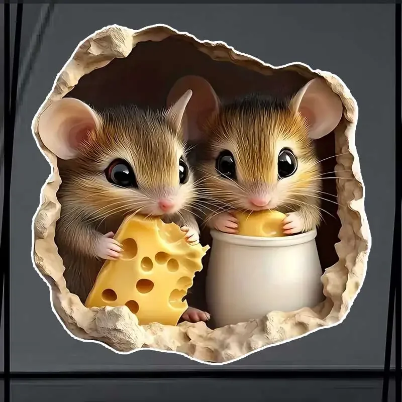 Cheese and Mouse Vinyl Car Sticker, Waterproof Cute Decal for Rear Window Motorcycle Camper Truck Bumper Laptop Decor