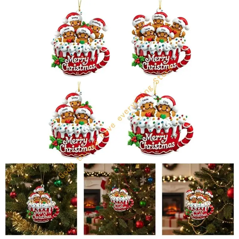 

Acrylic Gingerbreads Man And Christmas Tree Hanging Ornaments For Festival Holiday Homes Party Decoration 55KF