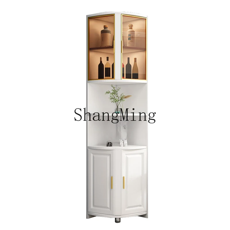 

ZYH Corner Storage Shelf Living Room Corner Cabinet Bedroom Fan Wine Cabinet