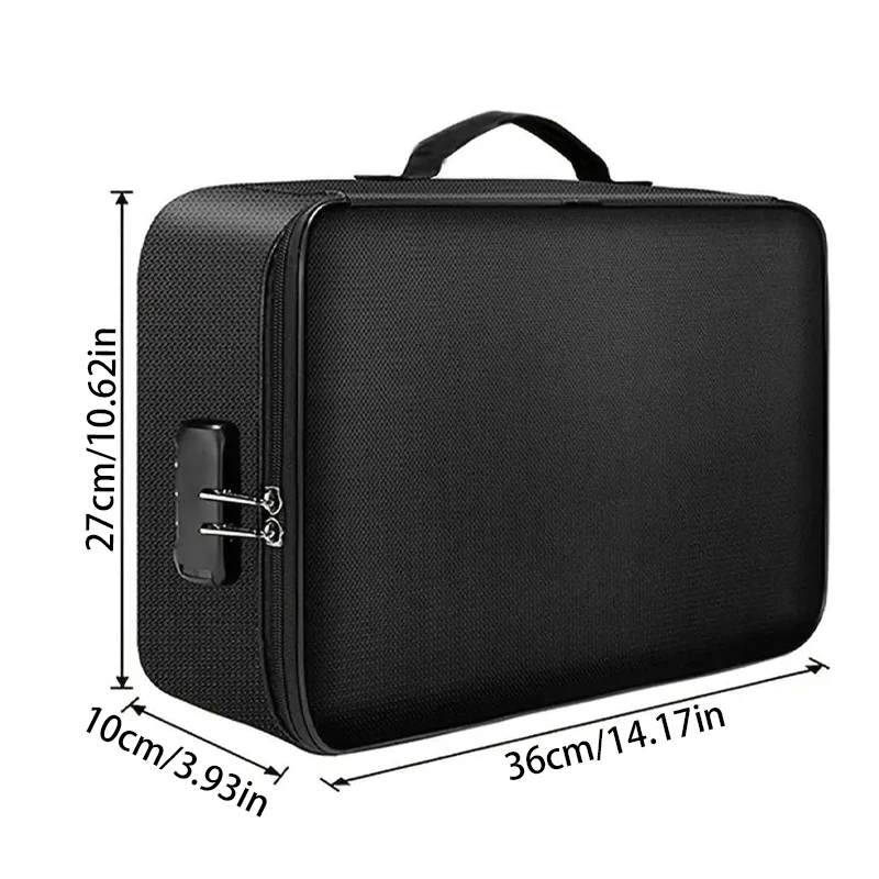 Document Storage Organizer Briefcase 3-Layer Document Storage, Unisex Passport Family Safe Function Document Storage Box