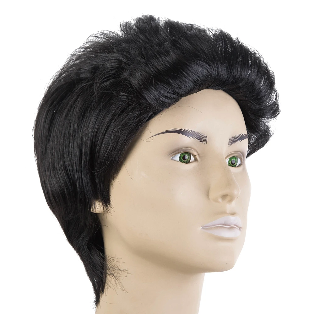 Fei-Show Wigs Inclined Bands Hair For Man Synthetic Heat Resistance Fiber Light Brown Male Hairpieces Short Curly Toupee