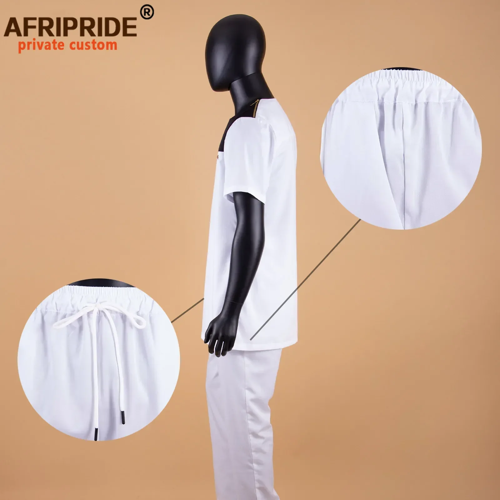 Bazin Riche Men 2 Pieces Pants Sets African Design Clothing African Clothes Casual Short Sleeve Shirts and Pants Sets A2116059