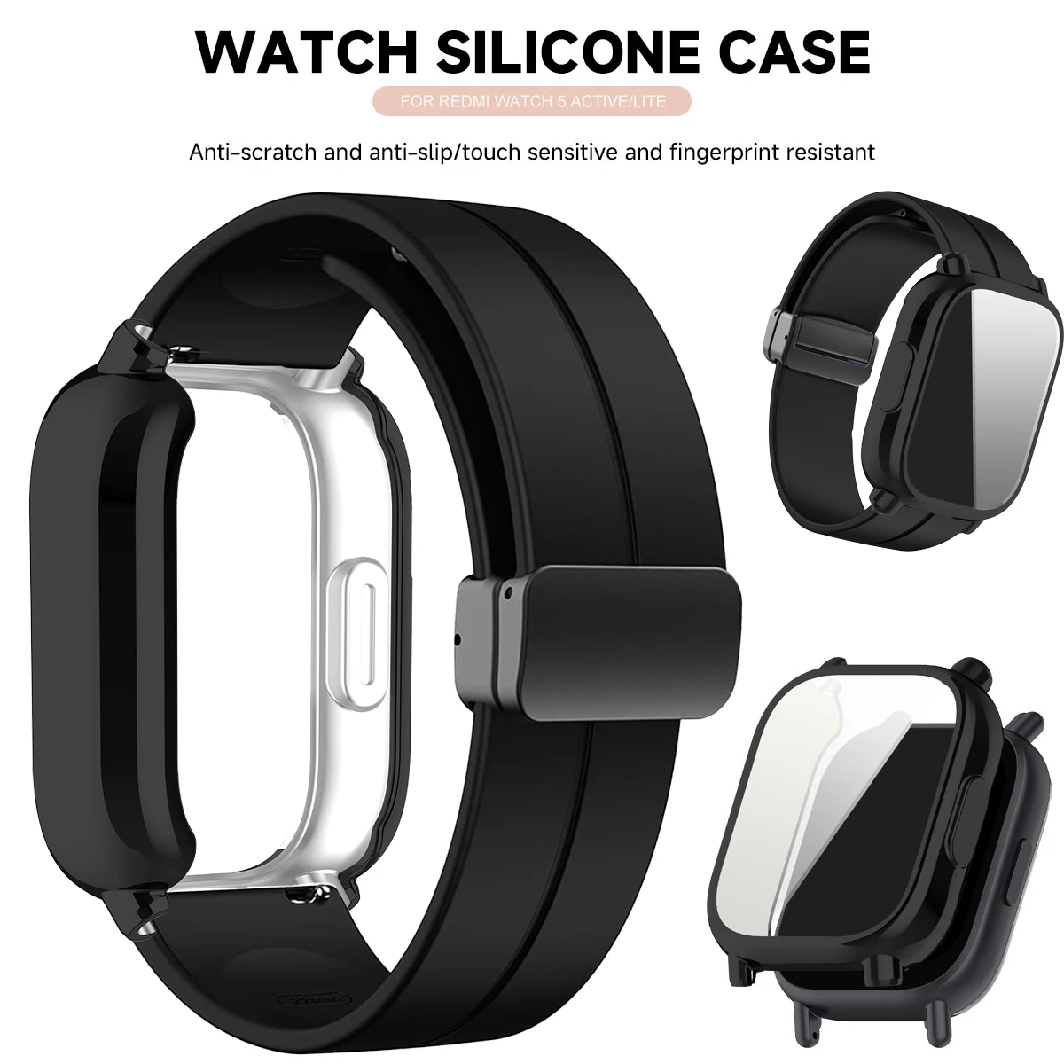 Correa magnética de silicona + funda para Xiaomi Redmi Watch 5 Active Lite, pulsera y funda para reloj inteligente Redmi Watch 5 Active Lite