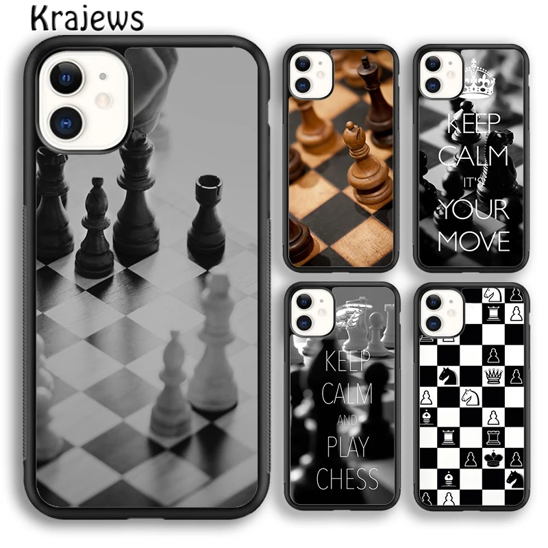 Krajews Chess Board Pieces Phone Case Cover For iPhone 16 15 14 plus XS XR 11 12 mini 13 pro max coque Shell Fundas