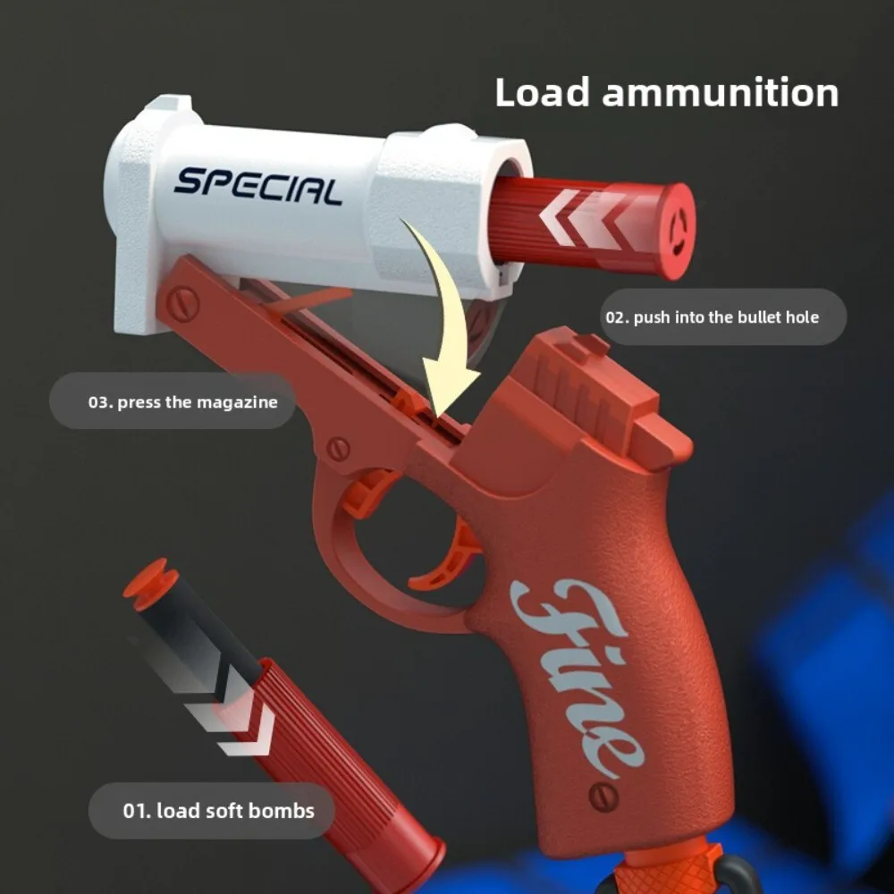 Mini Goblin Rear Pull Loaded Shell Ejection Soft Bullet Gun Launcher Toy Pistol Model for Kids Outdoor Play and Collecting 124